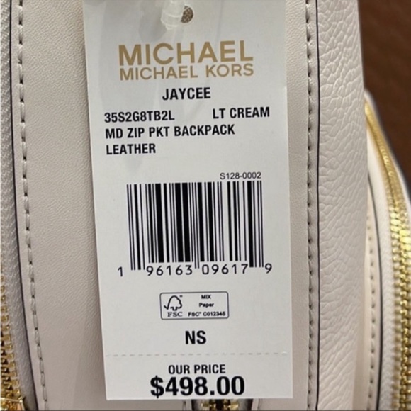 Michael Kors Jaycee Medium Pebbled
Leather Backpack Light Cream main image 11